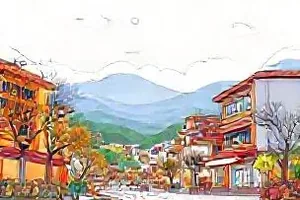 电梯轿厢内的镜面构图，楼层数字停留在中间